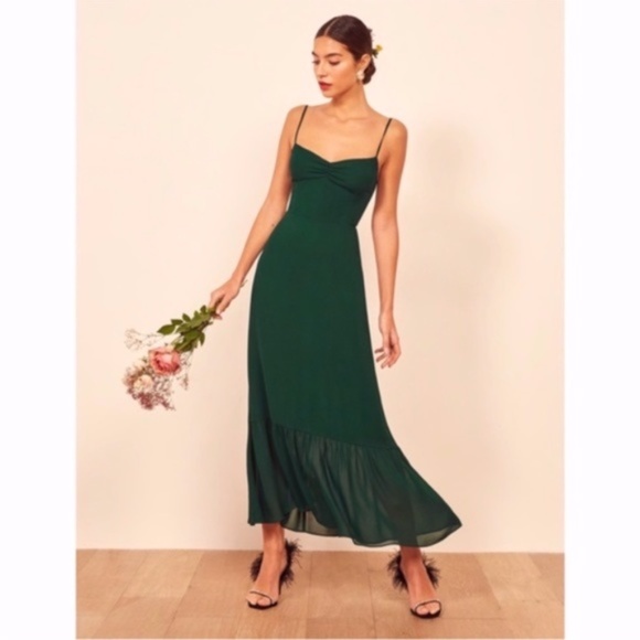 NEW Reformation Emersyn Dress Emerald 2 - Picture 12 of 17